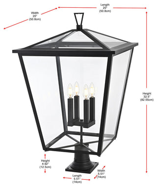 Elegant Lighting OD334P33 Oxford 4 Light 33" Tall Post Light - Black