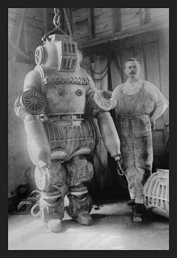 Diver with Diving Suit- Framed Paper Poster 20" x 30"