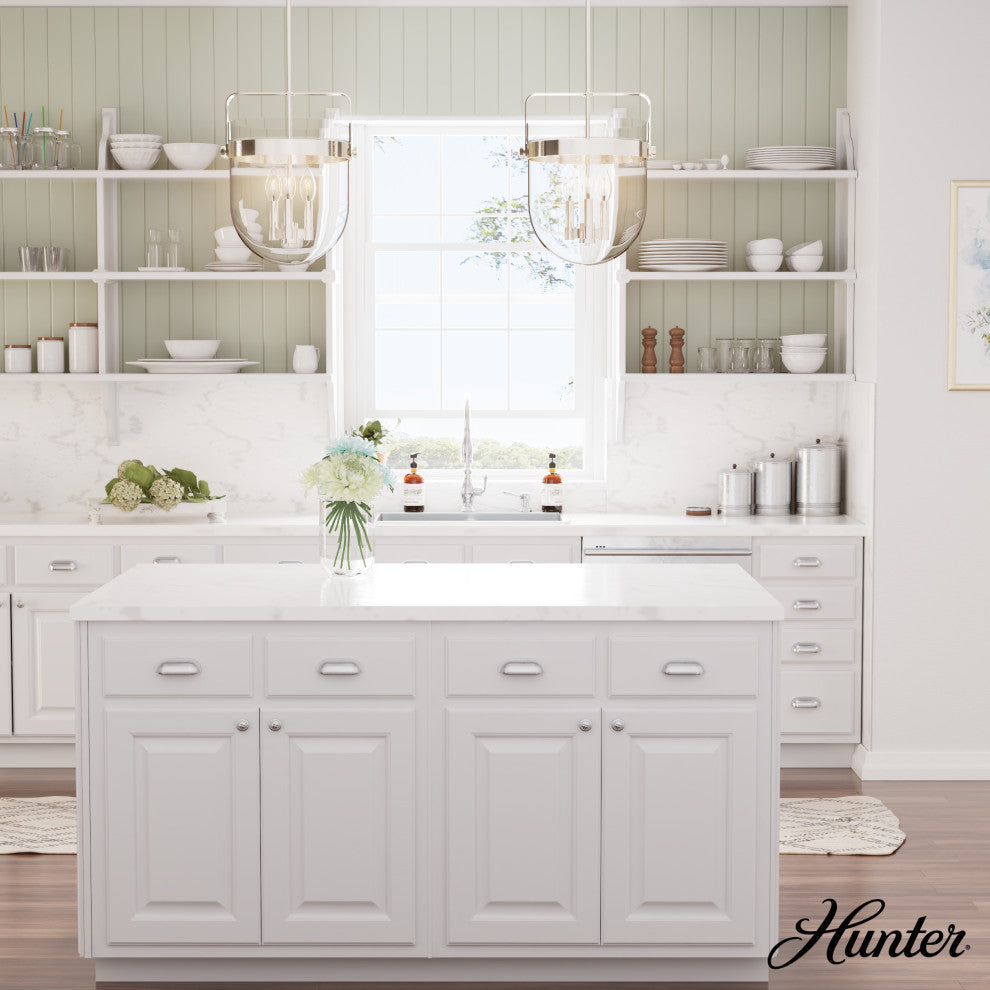 Karloff Brushed Nickel, Clear Glass 3 Light Pendant Ceiling Light