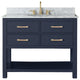Avanity Brooks Bath Vanity, Navy Blue With Top and Sink, 42", Carrara White Marb
