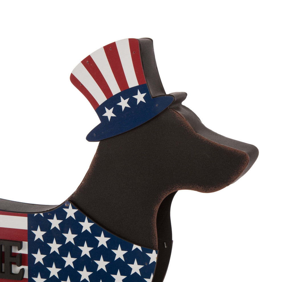 24.5"L Metal/Wooden Patriotic Double Sided Home/Welcome Dachshund Decorate