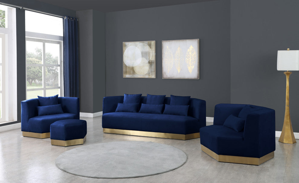 Marquis Velvet Upholstered Set, Navy, Sofa