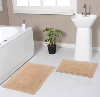 Opulent Reversible 100% Cotton Bath Rug Set, 2 Piece Set(S+M), Linen