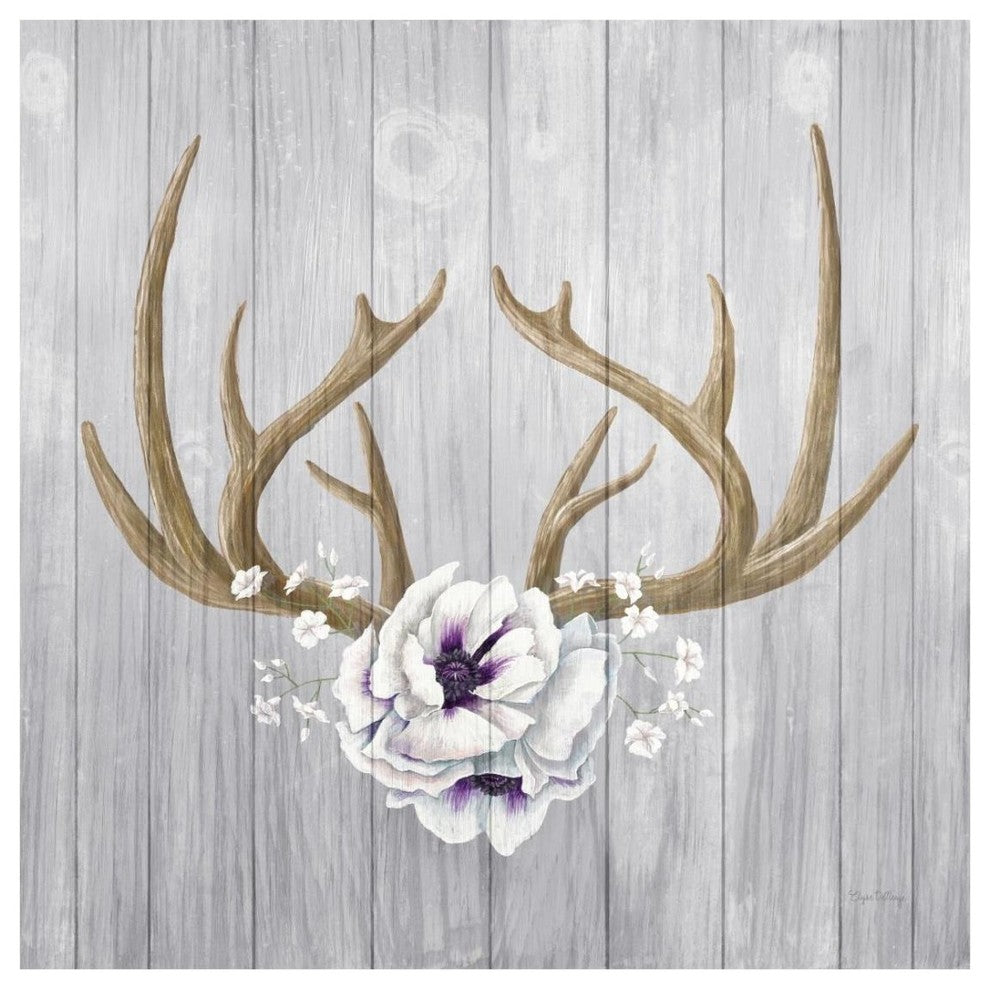 "Antlers and Poppies II Sq" Digital Paper Print by Elyse DeNeige, 26"x26"