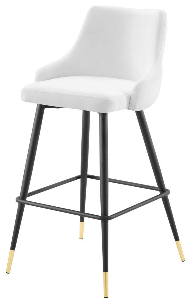 Bar Stool Chair Barstool, Set of 2, Velvet, White, Modern, Bar Pub Restaurant