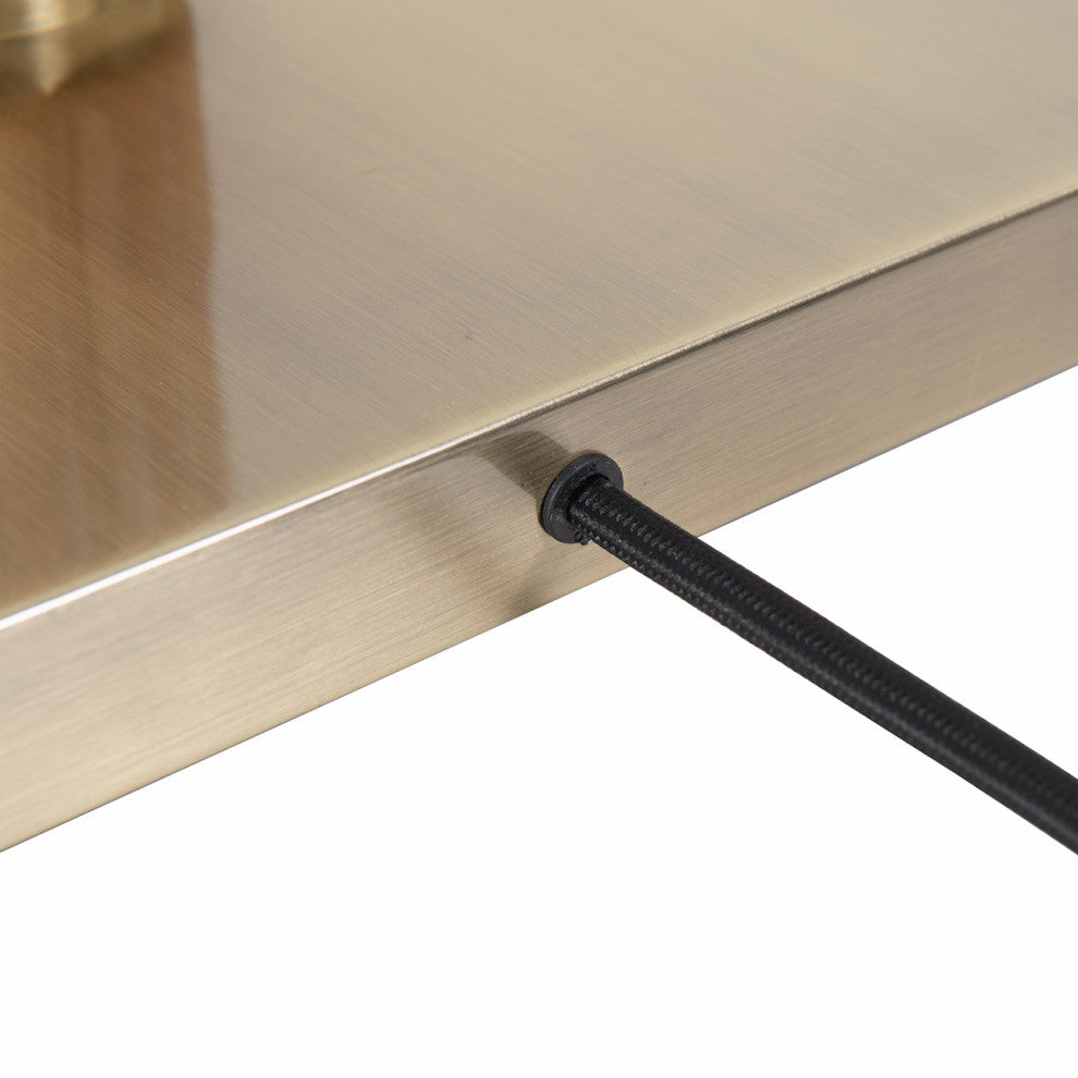 Tambo Torchiere Floor Lamp - Dark Walnut Wood Finish, Weathered Brass, Dimmer, Natural Ash Wood Finish, Weathered Brass