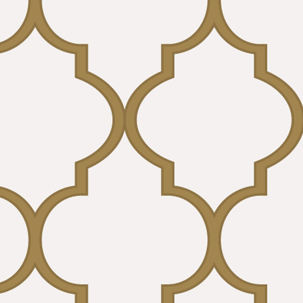 Moroccan Peel and Stick Vinyl Wallpaper, Gold, 24" X 60"