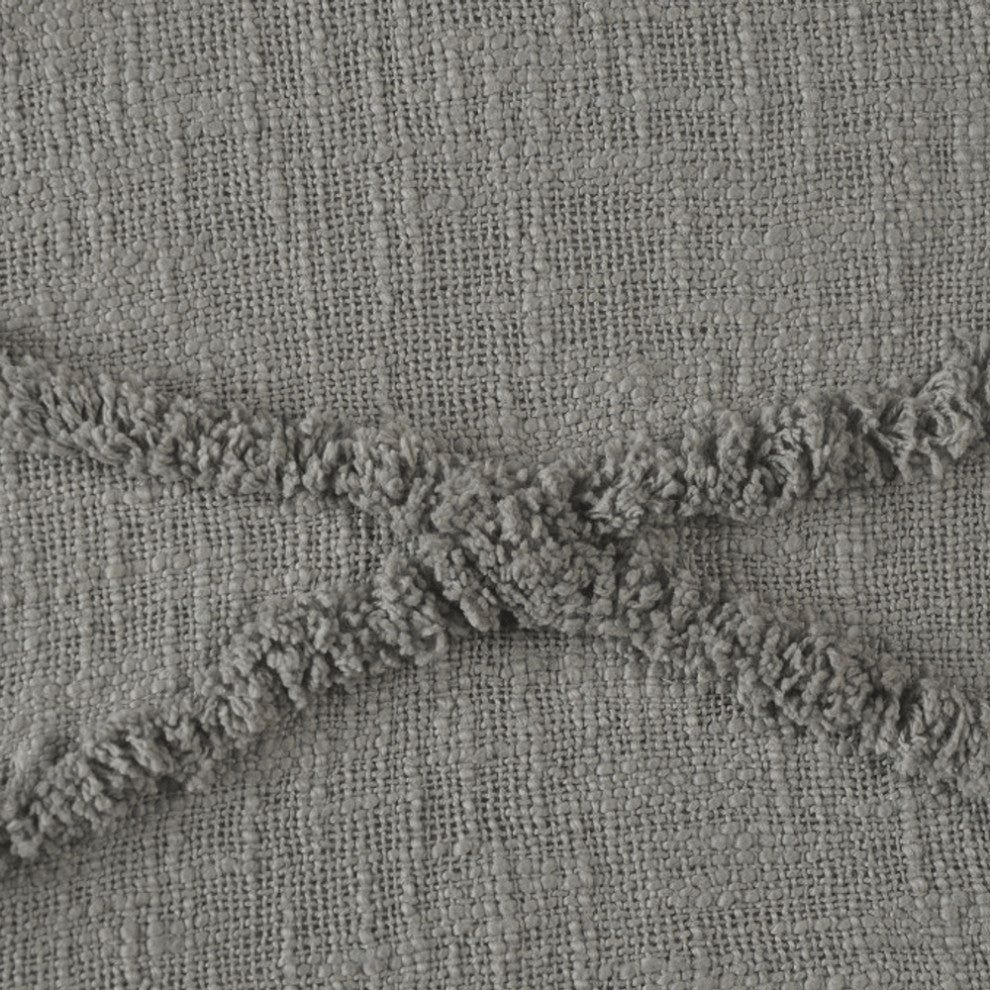 Gray Woven Cotton Solid Color Throw Blanket
