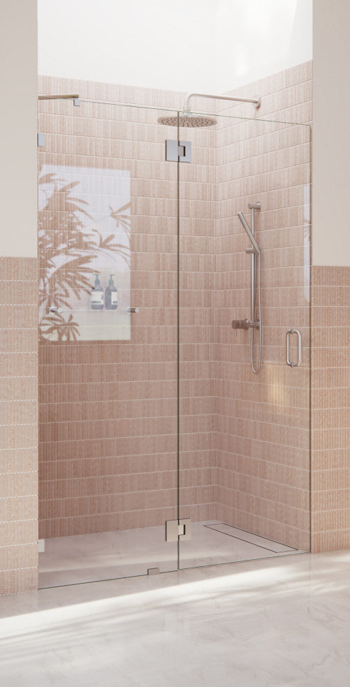 78"x46" Frameless Shower Door, Glass Hinge, Brushed Nickel