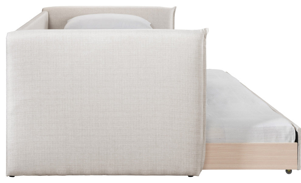 Colton Linen Textured Fabric Upholstered Daybed, Cream
