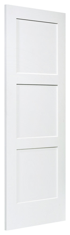 3-Panel Kimberly Bay Door, Interior Slab Shaker, White, 80"x24"x1.375"