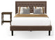 2Pc Queen Size Set, 1 Queen Size Bed Frame Brown, 1 Wooden Night Stand