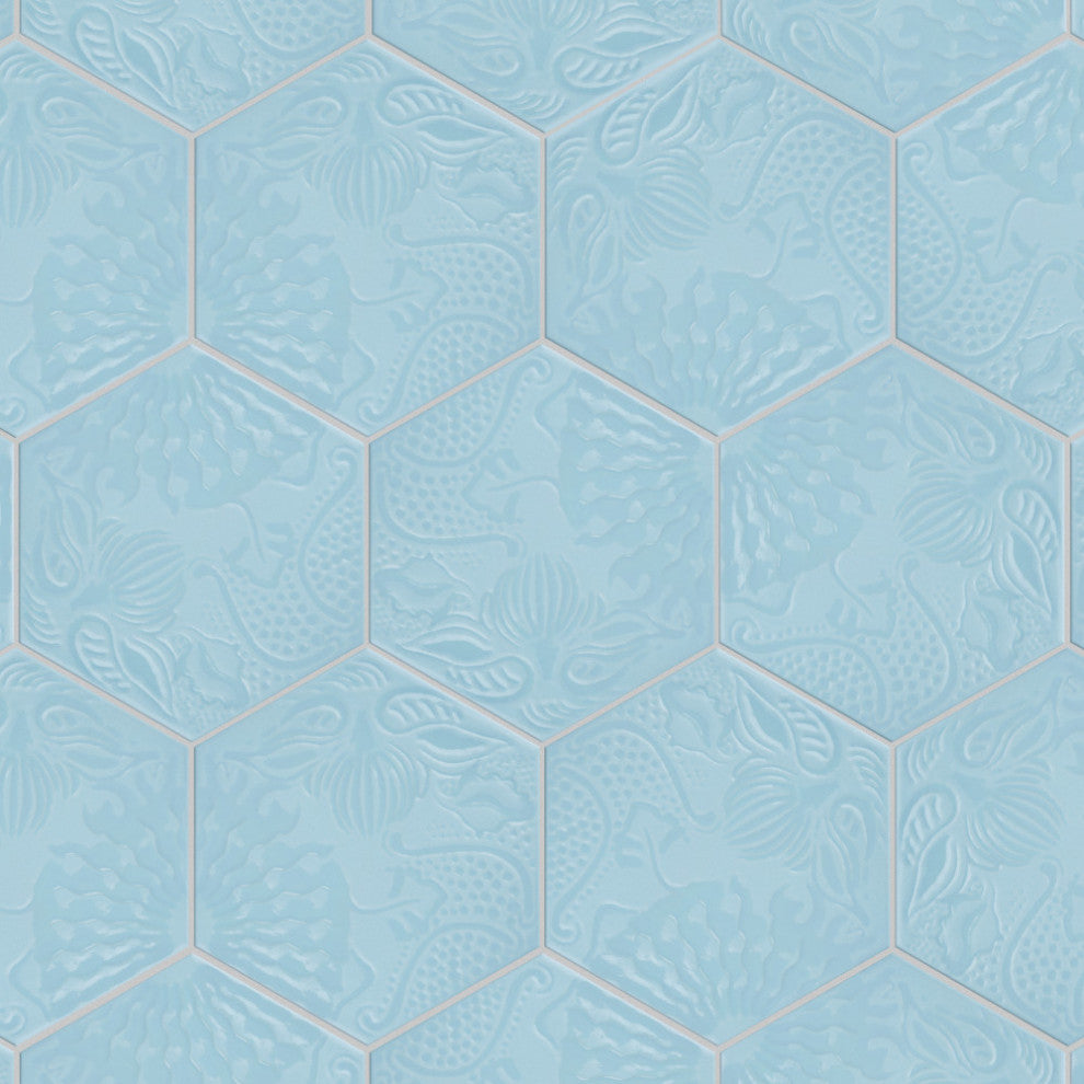 Gaudi Lux Hex Aqua Porcelain Floor and Wall Tile