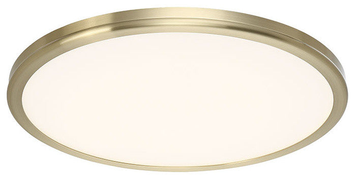 Geos 15" LED Round Low-Profile Flush Mount 2700K, Brass