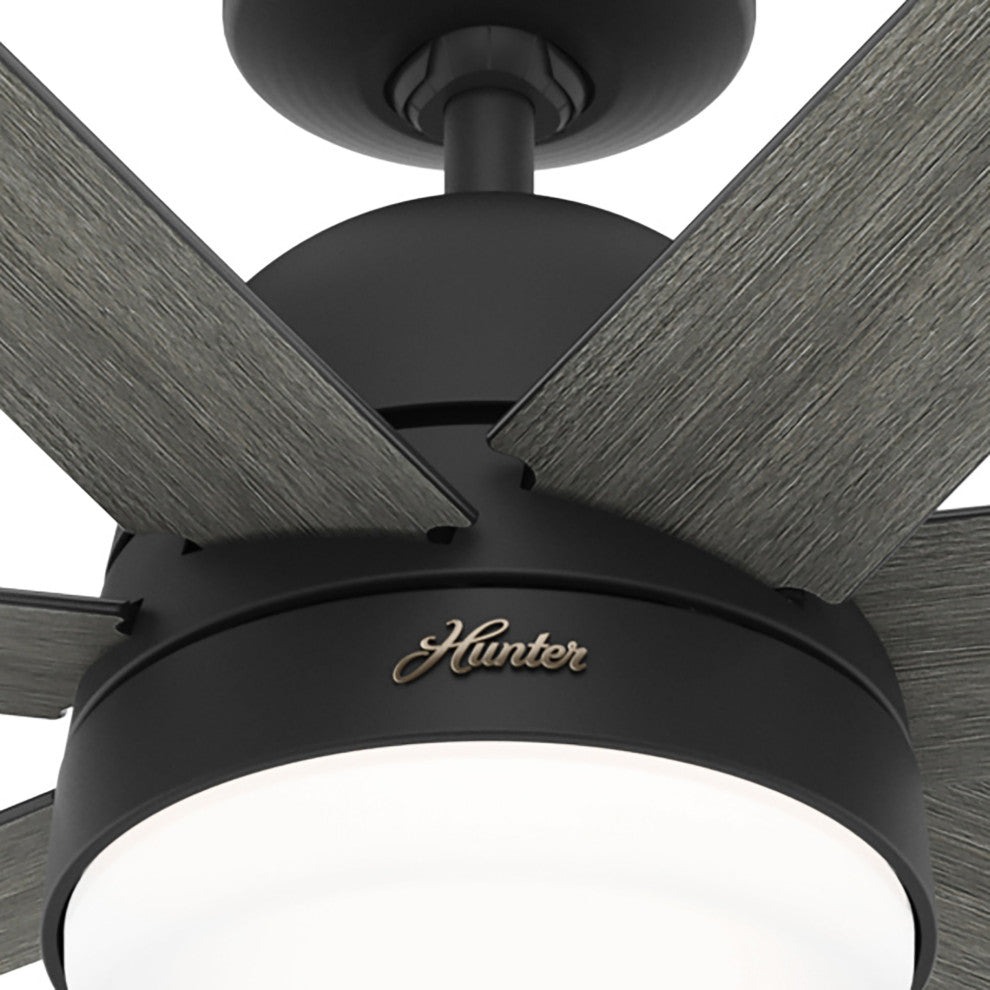 Hunter 60" WiFi Phenomenon Matte Black Ceiling Fan With LED Light, Wall Control