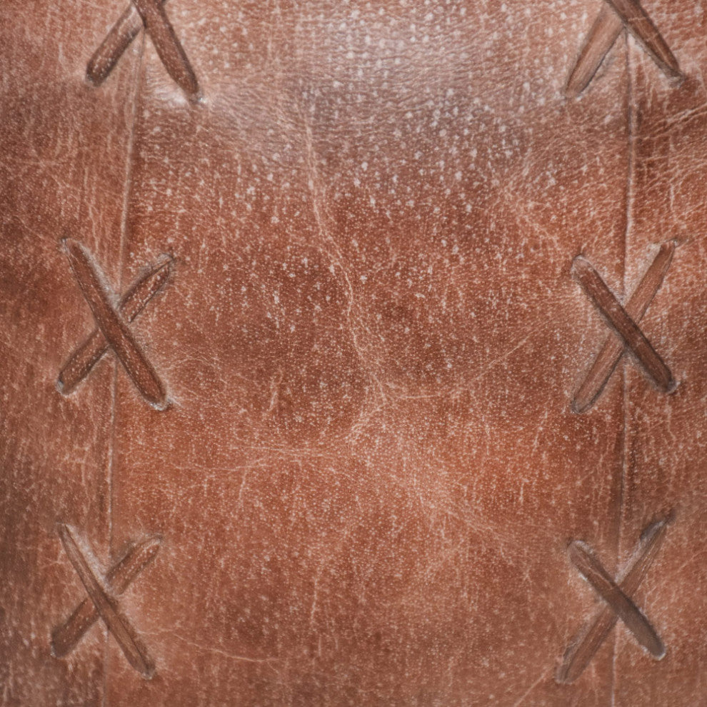 Solid Handmade Leather Pouf, 14x14x14