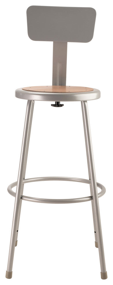NPS 30"Heavy Duty Steel Stool With Backrest, Grey