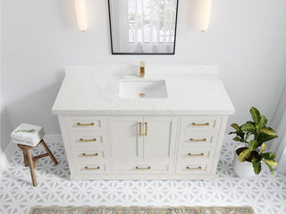 Boston 60" Single Bathroom Vanity in Alabaster 2" Empira Quartz