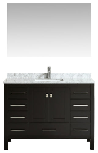 Eviva Aberdeen 48 Transitional Espresso Bathroom Vanity Carrera Countertop