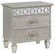 Benzara BM275683 Modern Nightstand With 2 Drawers, Mirror Inlay Trim, Silver
