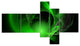 Green Galactic Nebula on Black, Abstract Wall Art Canvas, 60"x32", 5 panels