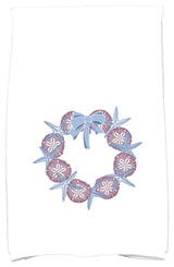 SS Wreath Holiday Geometric Print Kitchen Towel, Blue