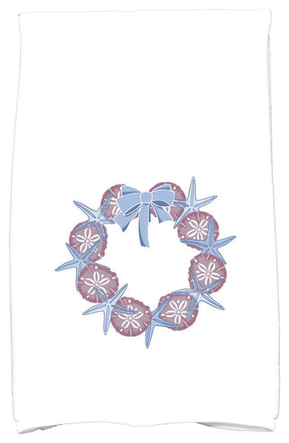 SS Wreath Holiday Geometric Print Kitchen Towel, Blue