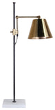 White Marble Base With Brass Shade and Black Rod Table Lamp