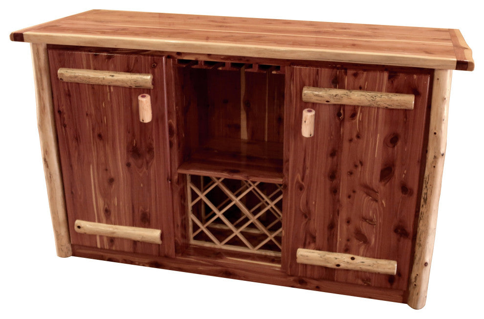 Red Cedar Log Freestanding Bar