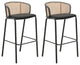 LeisureMod Ervilla Bar Stool with Black Powder Coated Frame Set of 2, Black