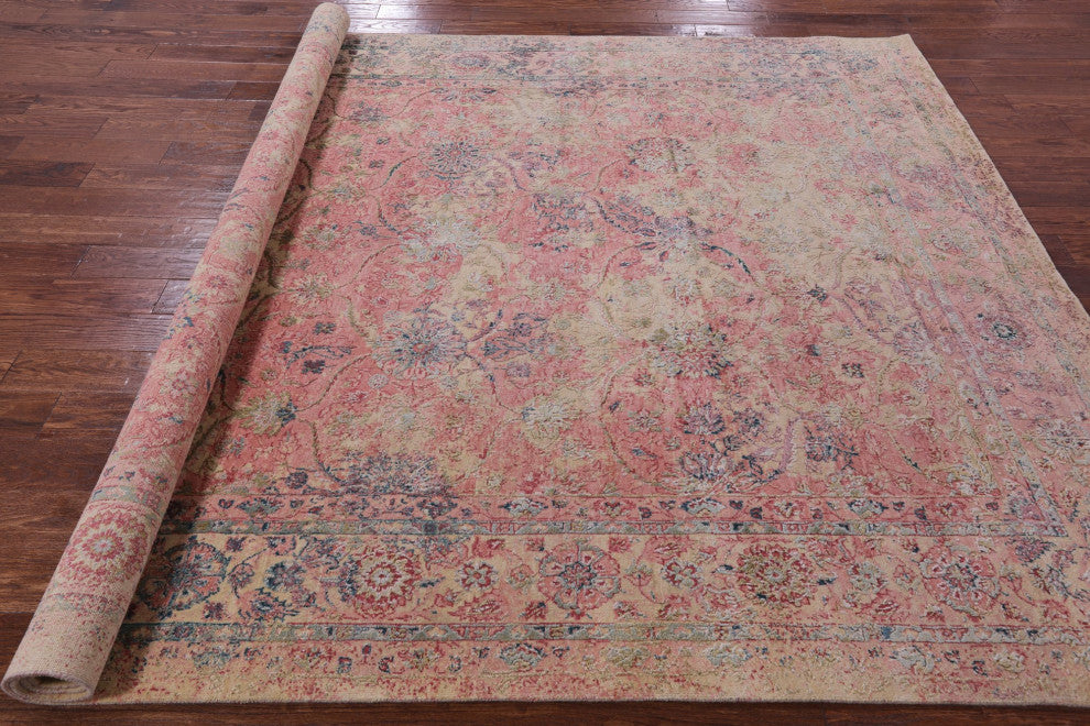 Hand-Knotted Persian Wool and Silk Rug 8' 0" X 10' 4" Q7082