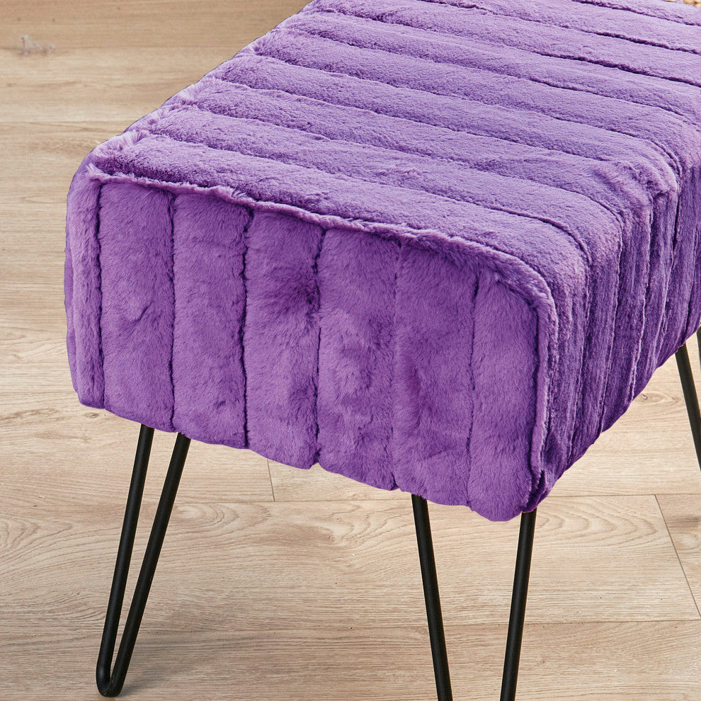 Serenta Super Mink Ottoman, Paisley Purple, 19''x13''x17''