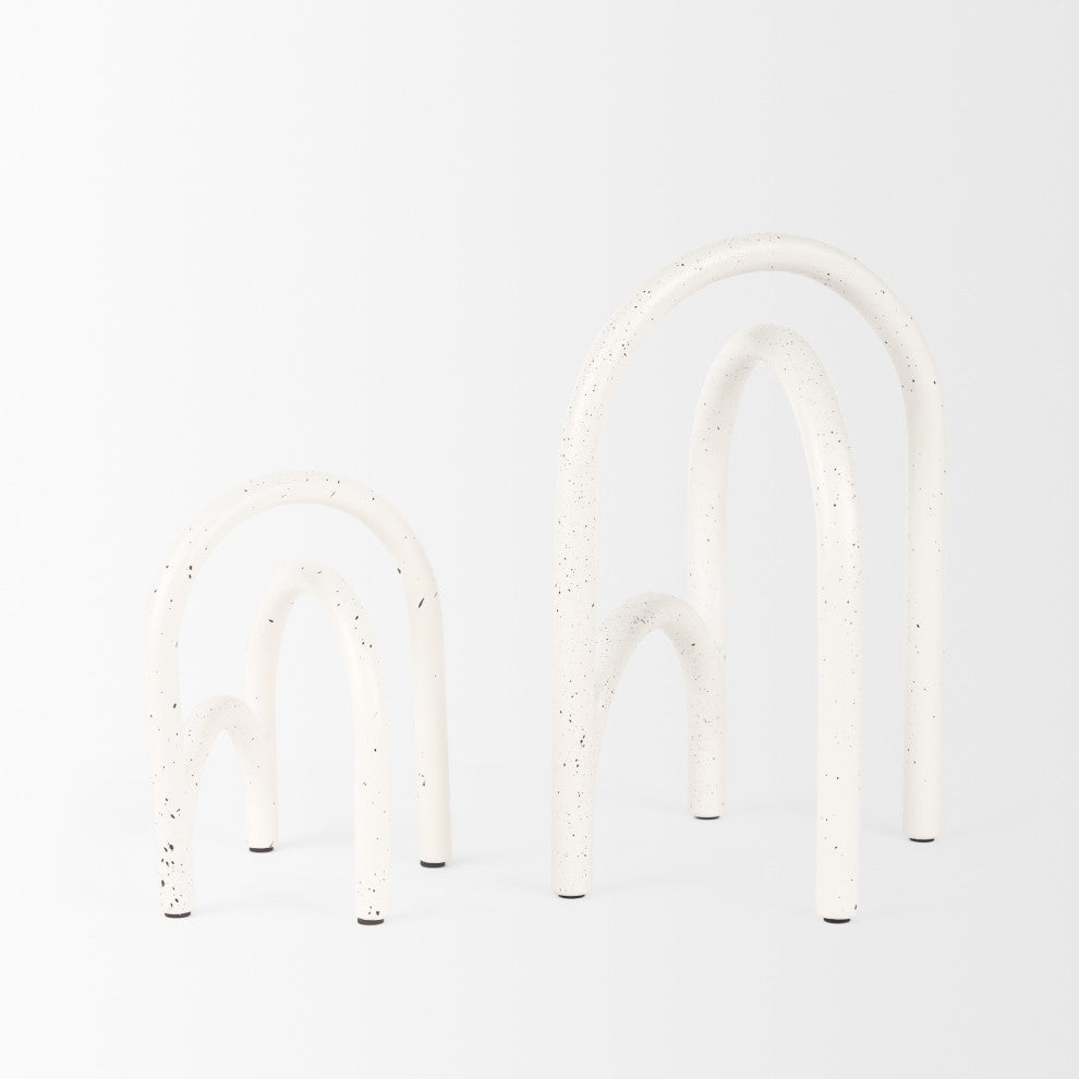 Springe White and Gray Speckled Arch Decorative Object, Set of 2