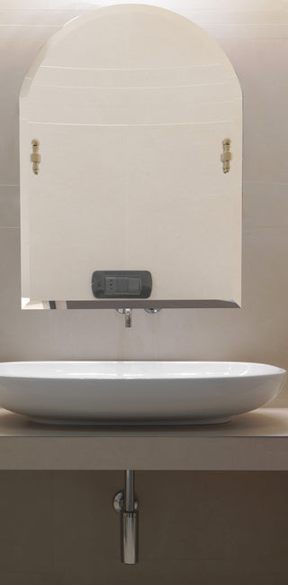 Frameless Arched Top Beveled Edge Tilt Mirror, Venetian Bronze