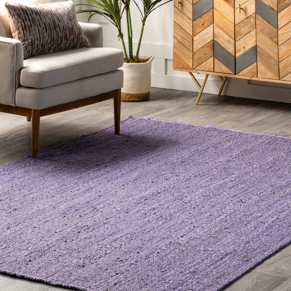 Nuloom Rigo Hand Woven Farmhouse Jute Rug, Purple 6' x 9'