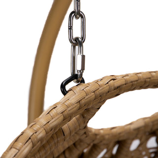 LeisureMod Mendoza Light Brown Wicker Hanging Double Egg Swing Chair, Brown