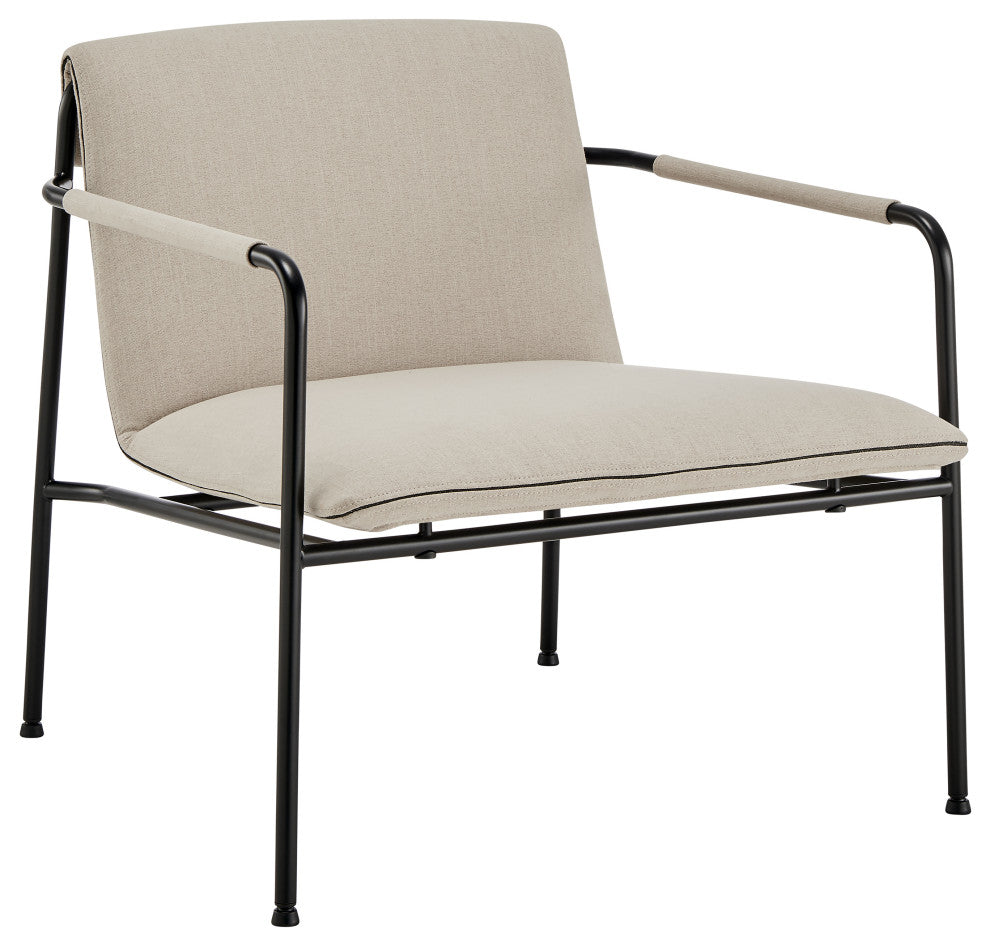 Ludvig Lounge Chair, Tan Fabric With Black Frame