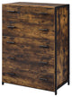 Industrial Vertical Dresser, 5 Drawers With Double Bar Pulls, Rustic Oak/Black
