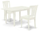 3Pc Dining Table Set 2 Dining Chairs, Butterfly Leaf Dining Table, Linen White