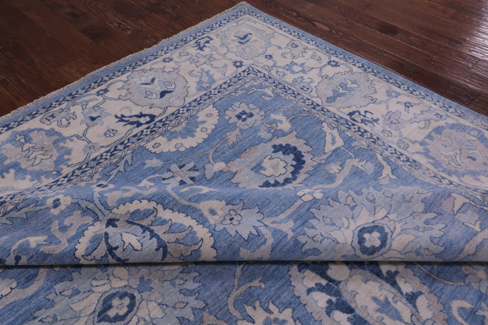 9' 9" X 13' 4" White Wash Peshawar Handmade Wool Rug Q9538