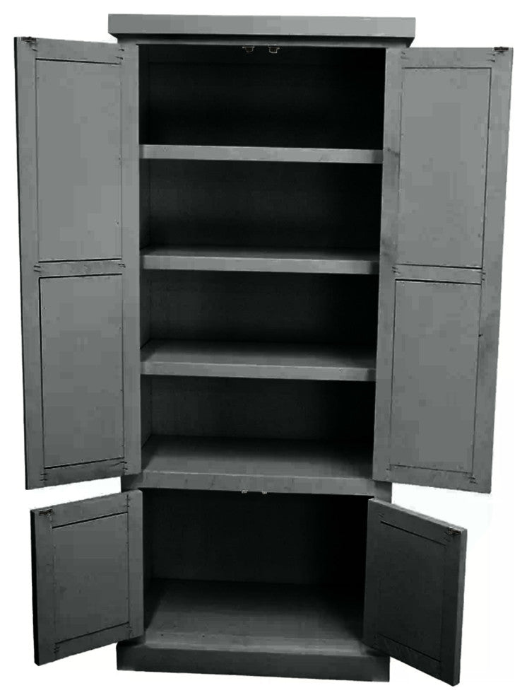Rustic Kitchen Pantry Cabinet, Iron Ore