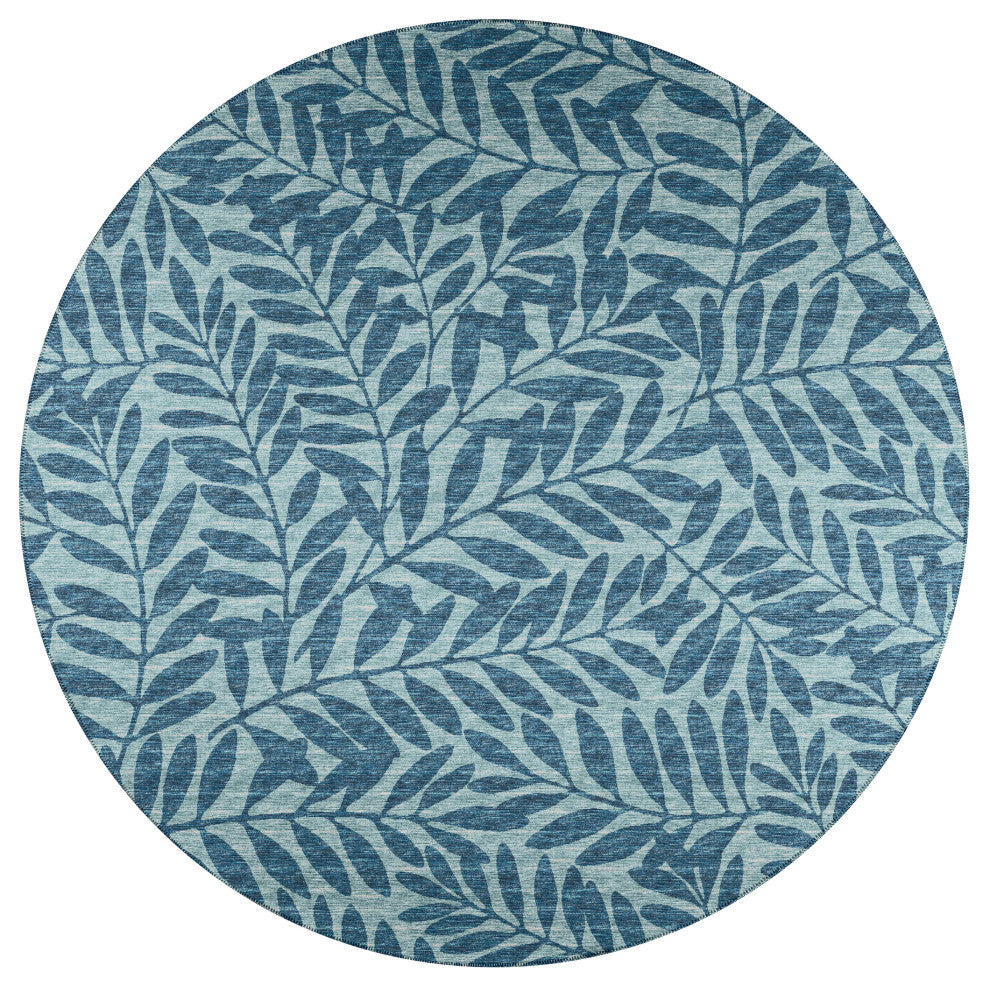 Indoor/Outdoor Sedona SN5 Denim Machine Washable 8' x 8' Round Rug