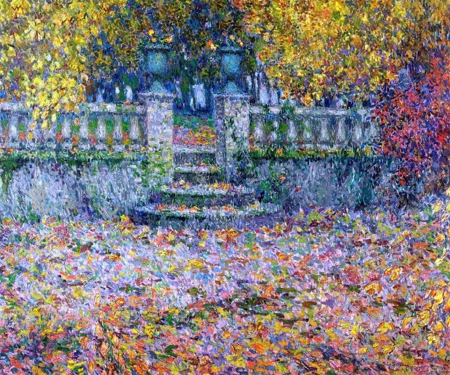 Henri Le Sidaner A Terrace- Autumn- Gerberoy, 20"x25" Wall Decal
