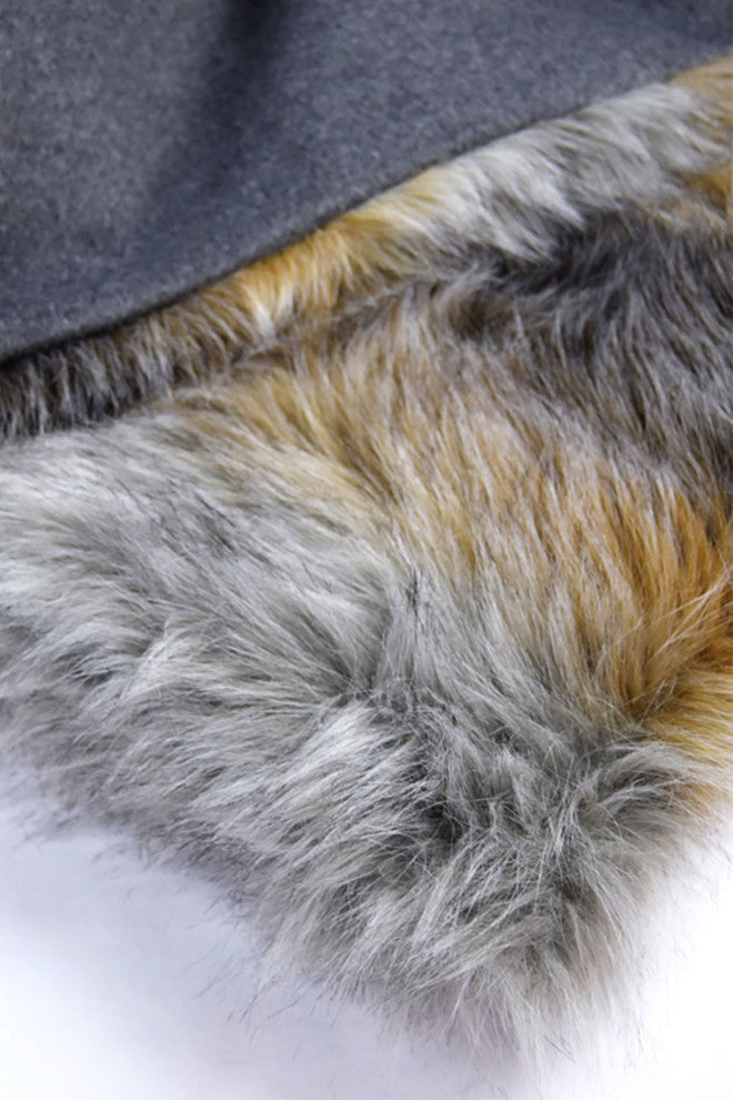 LUZIO Crystal Fox Vegan Faux Fur Seat Cover 43.3x29.2