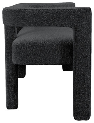 Athena Boucle Fabric Upholstered Bench, Black, Boucle Fabric