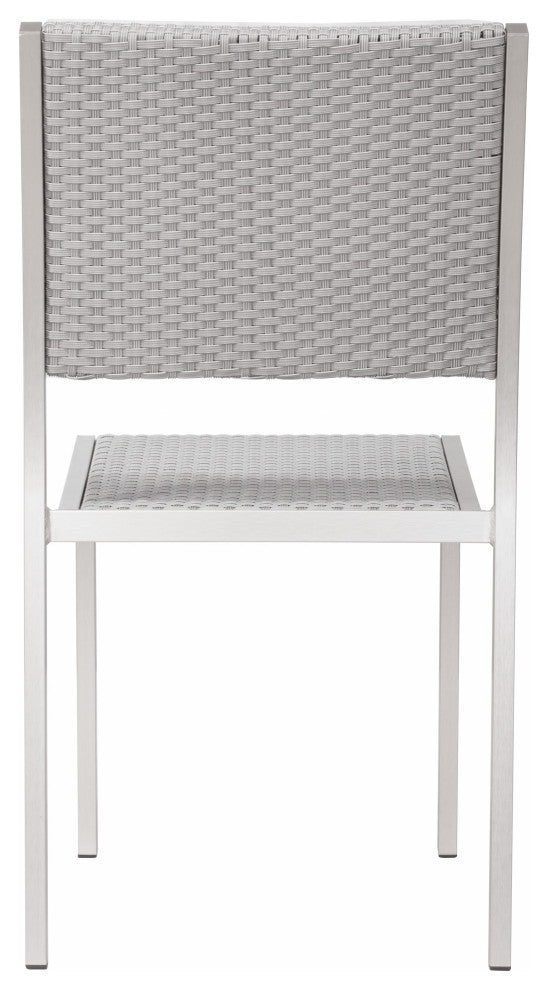 Set of Two Silver Armless Chairs