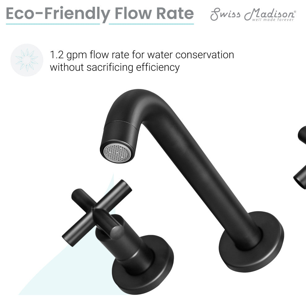 Ivy Double-Cross Handle Valve, Wall-Mount, Bathroom Faucet, Matte Black