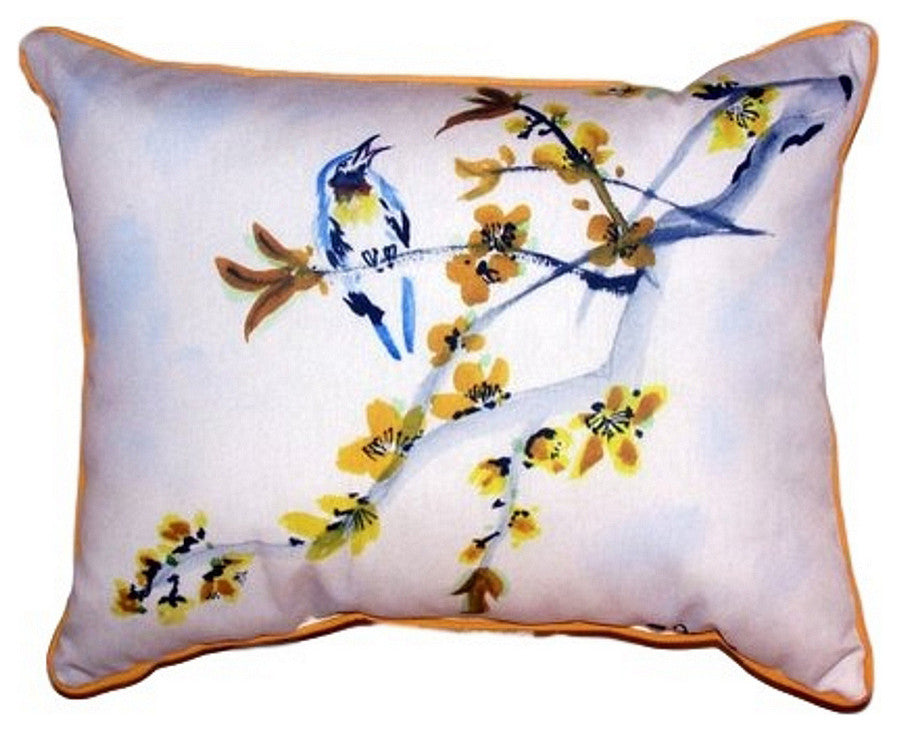 Bird & Forsythia Large Indoor/Outdoor Pillow 16x20