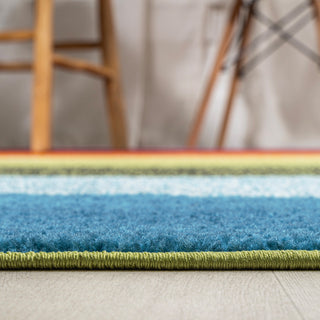 Prism Geometric Striped Orange/Green/Blue 2 ft. x 8 ft. Runner Rug