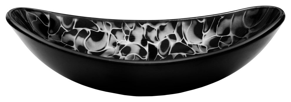 Novatto Tartaruga Oval Glass Vessel Sink and Drain, Matte Black